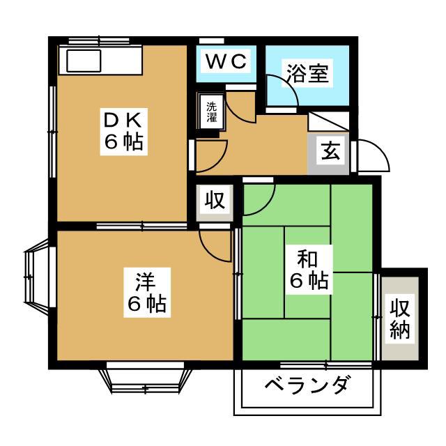 オレンヂコート(2DK/2階)の間取り写真