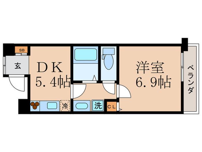 パインフィールド洛東(1DK/8階)の間取り写真