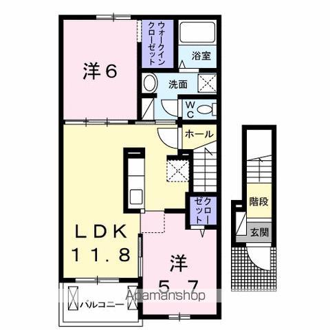 アルドール アサヒ I(2LDK/2階)の間取り写真