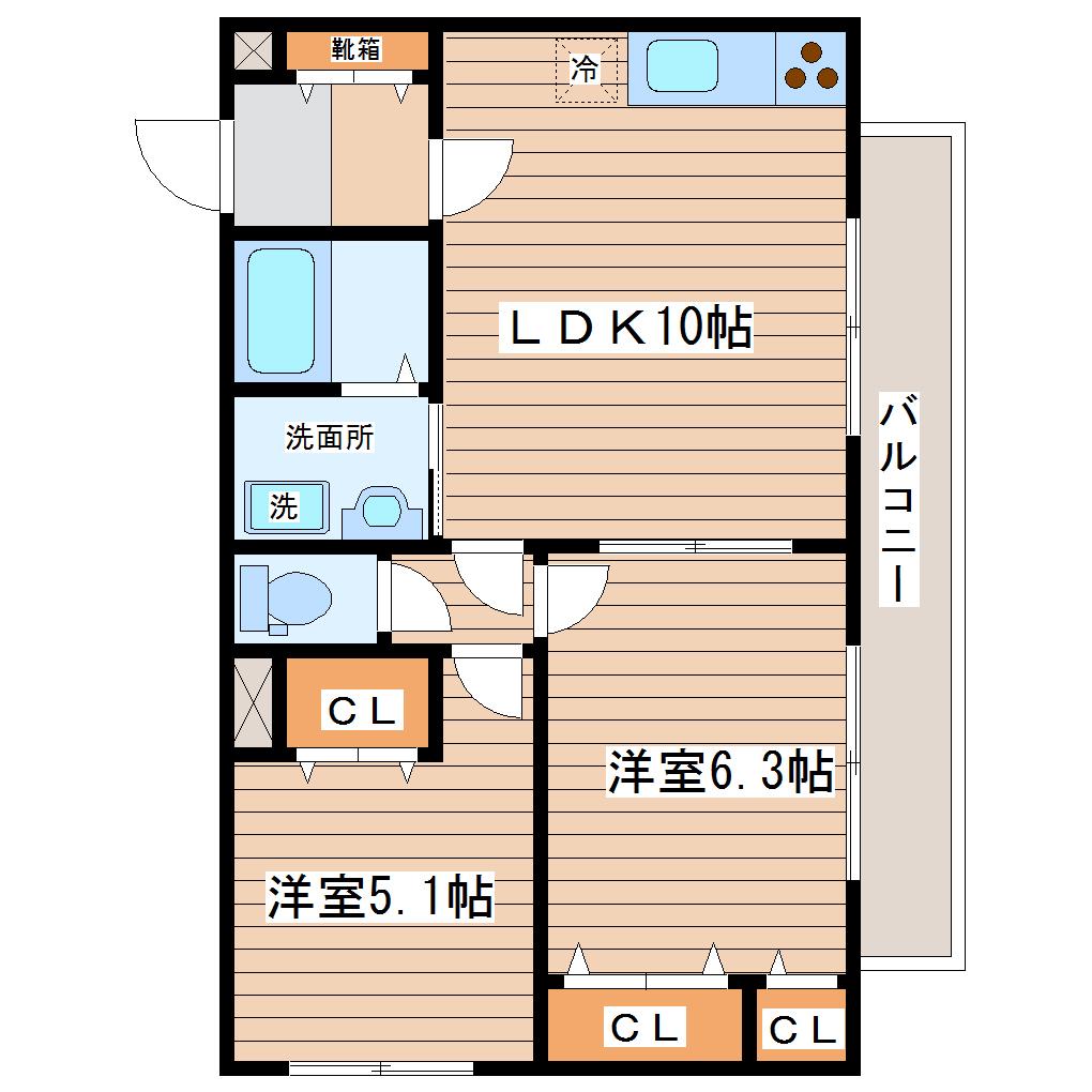 グランドュール(2LDK/1階)の間取り写真