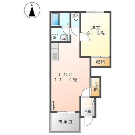 リバービュー(1LDK/1階)の間取り写真
