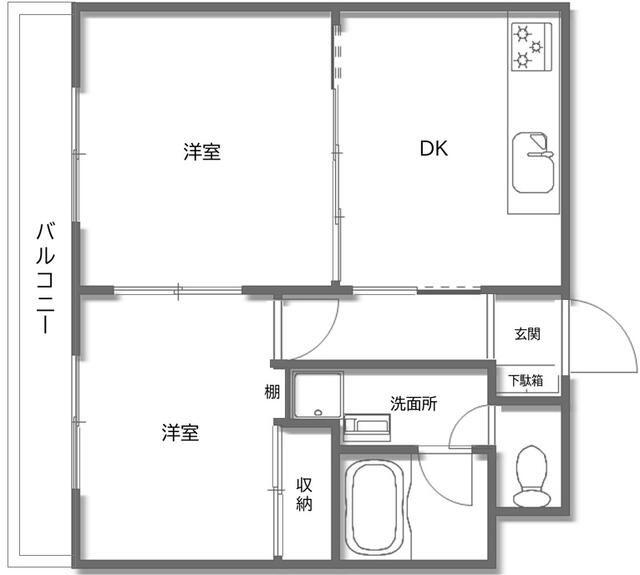 ウイング上福岡(2DK/6階)の間取り写真