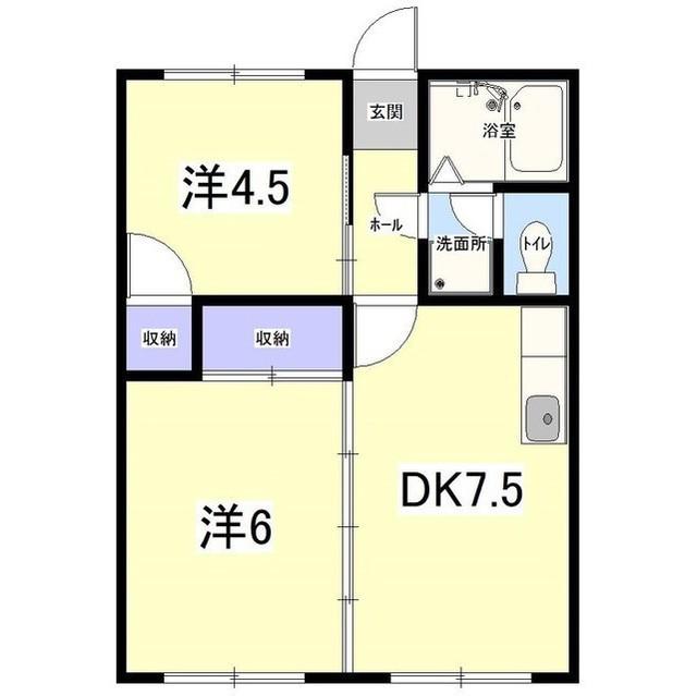 ヒカワフラットIII(2DK/2階)の間取り写真