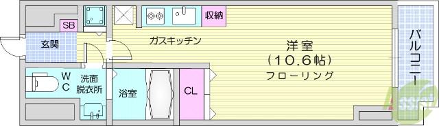 レジディア仙台本町(ワンルーム/5階)の間取り写真