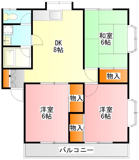 エスポワール壱番館(3DK/2階)の間取り写真