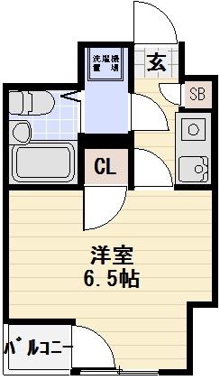 ティーズスクエア(1K/2階)の間取り写真