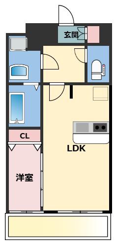 プレサンス京橋GREEN YARDアルミラ(1LDK/8階)の間取り写真