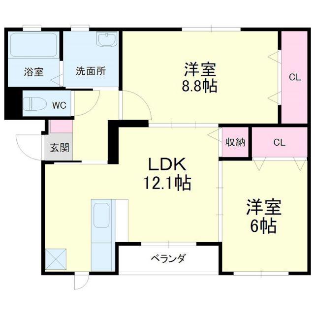 FILL BLANC(2LDK/3階)の間取り写真