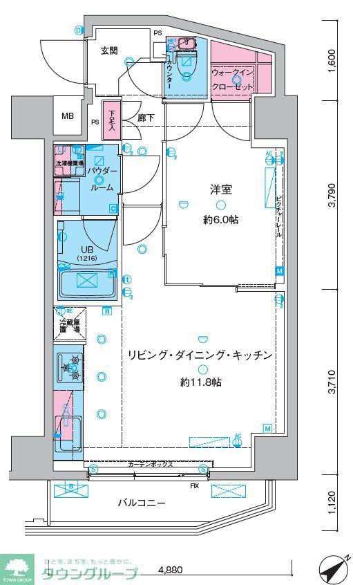 GENOVIA三ノ輪IIISKYGARDEN(1LDK/7階)の間取り写真