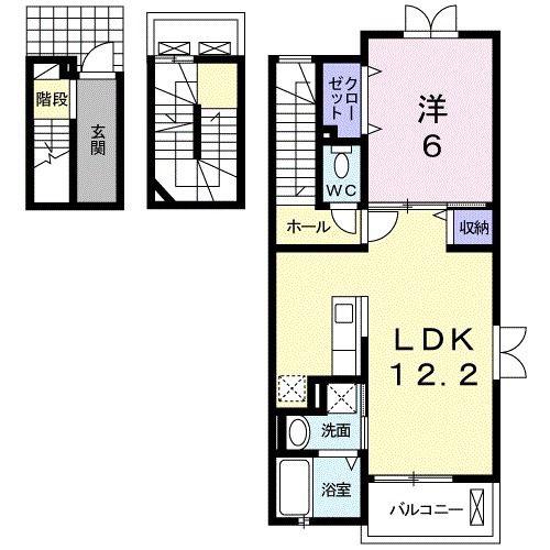 エンジェル M(1LDK/3階)の間取り写真