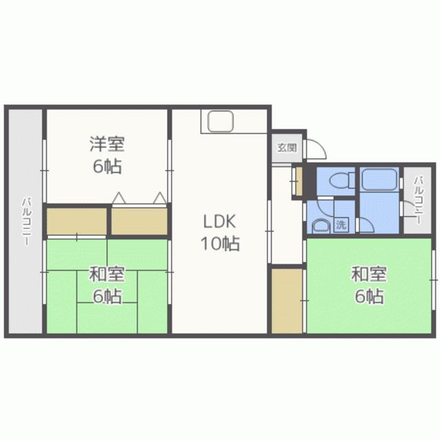 古天神ハイツ(3LDK/5階)の間取り写真