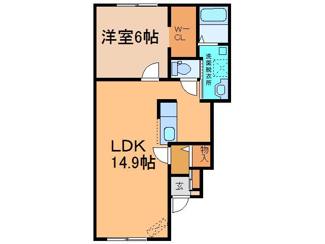 ベルメゾン 中鈴蘭II(1LDK/1階)の間取り写真