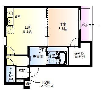 フジパレス牧野VI番館(1LDK/3階)の間取り写真