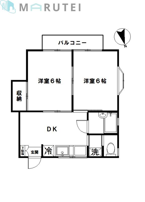 グランソレイユ(2DK/2階)の間取り写真