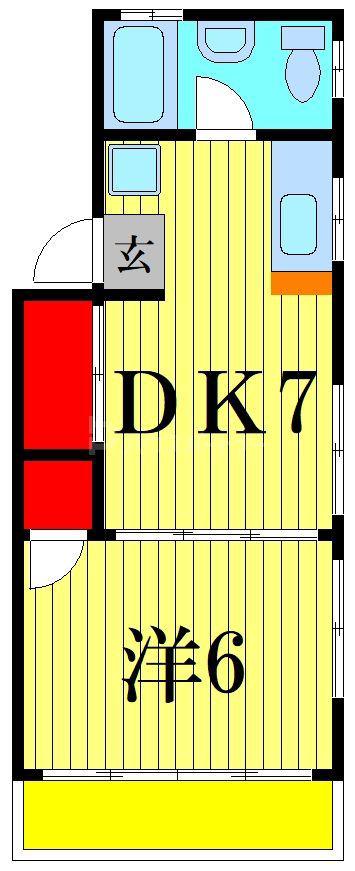 SSマンション(1DK/2階)の間取り写真