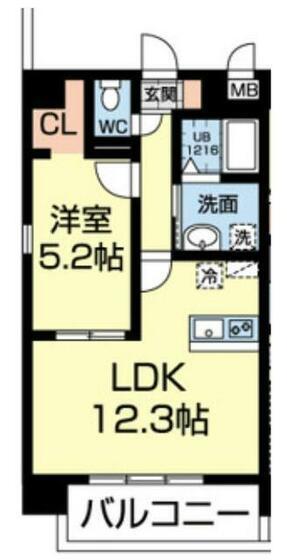ドゥ・アンディオール ファースト(1LDK/4階)の間取り写真