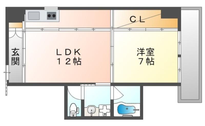 サンガーデン上幟(1LDK/3階)の間取り写真