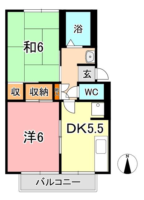 サンハイツ今B(2DK/2階)の間取り写真