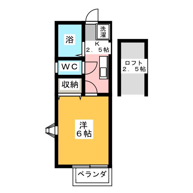 ベルビュー湘南(1K/1階)の間取り写真
