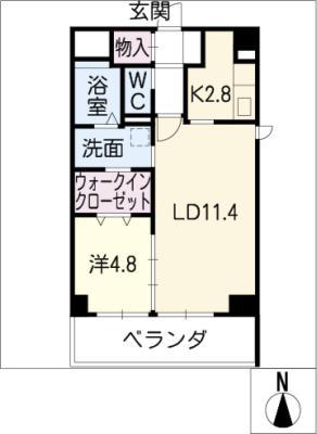 プレドラガール(1LDK/3階)の間取り写真