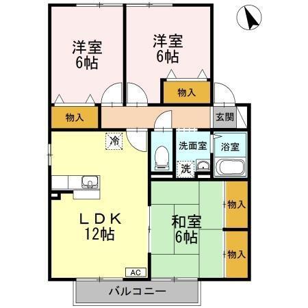 フォルテFB棟(3LDK/2階)の間取り写真