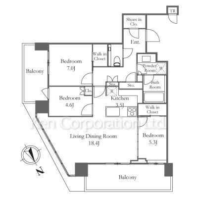 JIYUGAOKA MUSE SQUARE THE RESIDENCE(3LDK/8階)の間取り写真