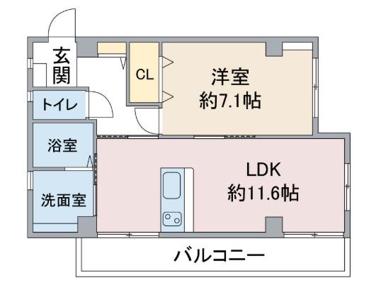 ユタカマンション(1LDK/2階)の間取り写真