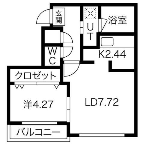 ラグナベルデ豊平(1LDK/4階)の間取り写真
