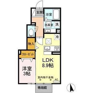 グランテージ上浜(1LDK/1階)の間取り写真