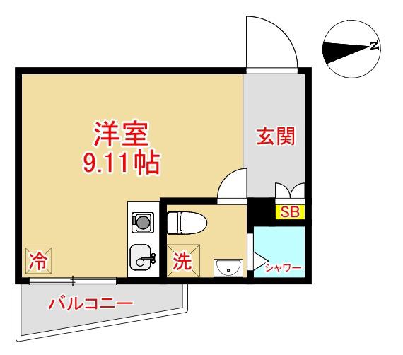 ガレット藤崎南(ワンルーム/3階)の間取り写真