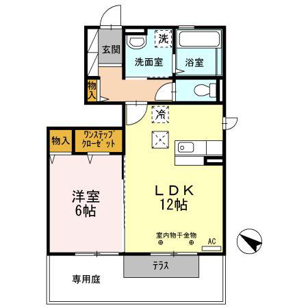 メゾン・ソレイユII(1LDK/1階)の間取り写真