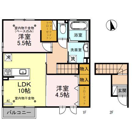 アリエッタ(2LDK/2階)の間取り写真