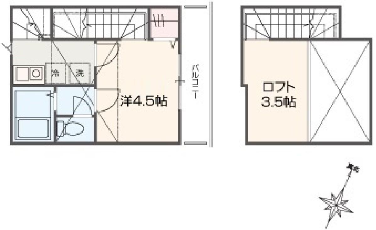 メルディアひばりヶ丘(1K/2階)の間取り写真
