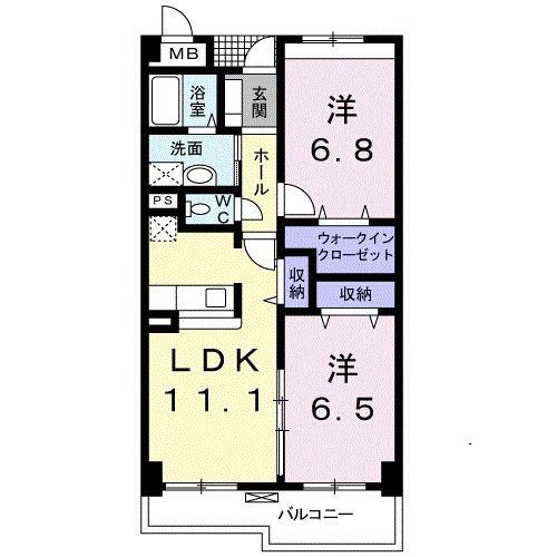 あかやま弐番館(2LDK/1階)の間取り写真