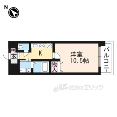 フォーシーズン南草津(1K/4階)の間取り写真