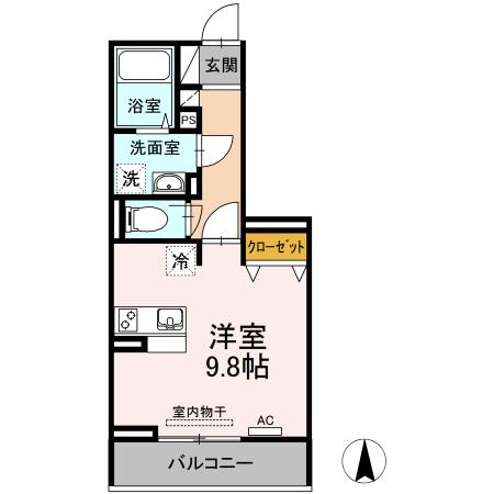 GTR手城(ワンルーム/3階)の間取り写真