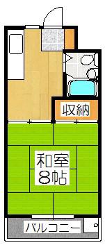 西浦マンション(1K/3階)の間取り写真