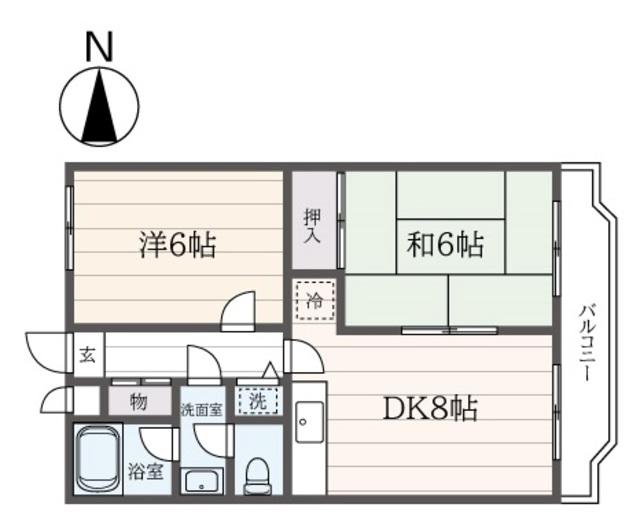ライトフィールド調布(2DK/3階)の間取り写真