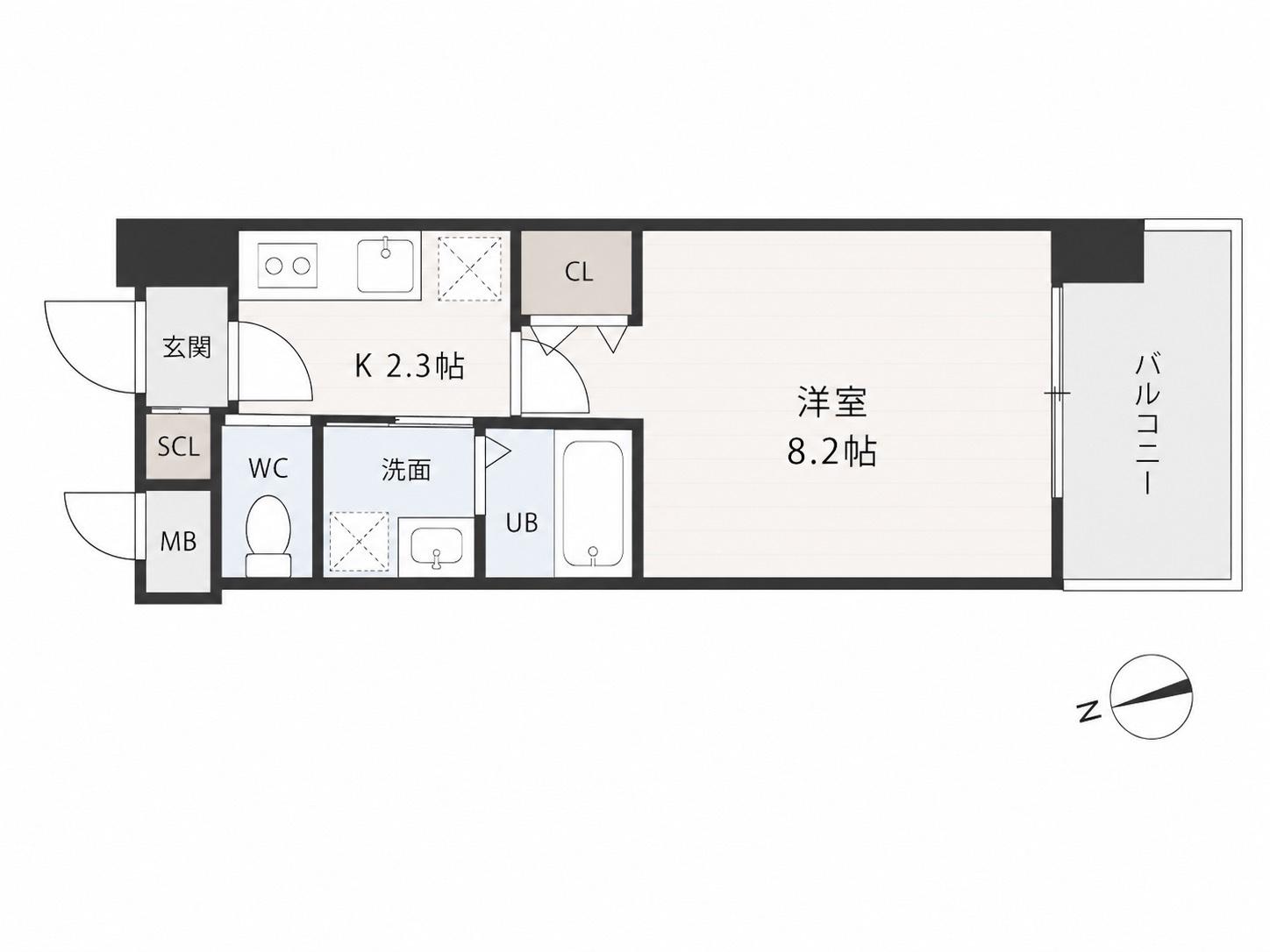 S-RESIDENCE宇品海岸(1K/4階)の間取り写真