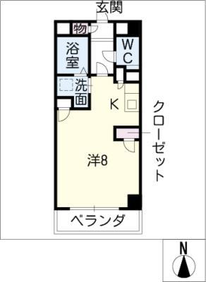 レイパークマンション(ワンルーム/6階)の間取り写真