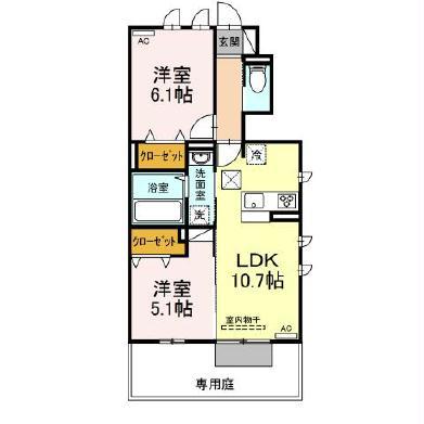 ラ メール(2LDK/1階)の間取り写真