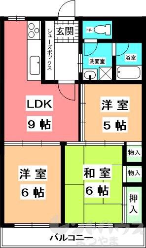 野中第一ビル(3LDK/2階)の間取り写真
