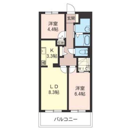 セゾンアムール(2LDK/2階)の間取り写真
