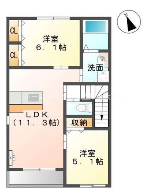 フェリオ(2LDK/2階)の間取り写真