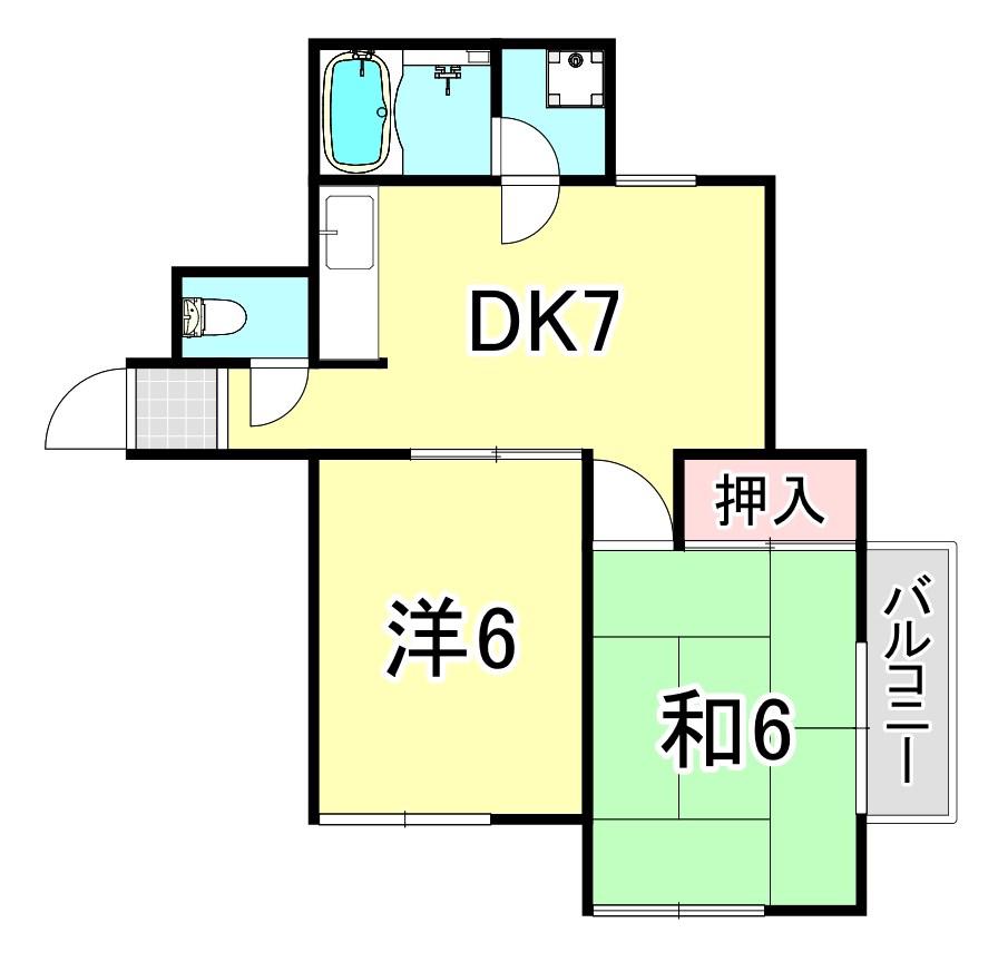 ロイヤルメゾン塚口V(2DK/4階)の間取り写真