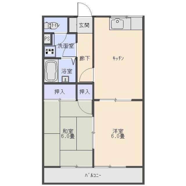 イーコンハイツ(2DK/2階)の間取り写真