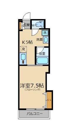 サンパラッツオ伍番館(1K/1階)の間取り写真