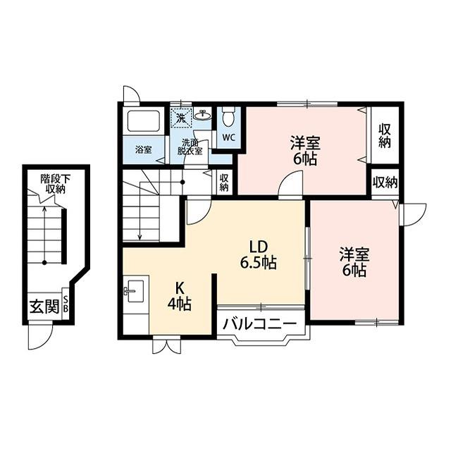 サンライト功刀(2LDK/2階)の間取り写真