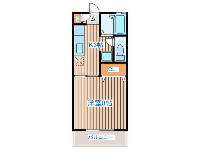 ラフォーレ宮町(1K/2階)の間取り写真