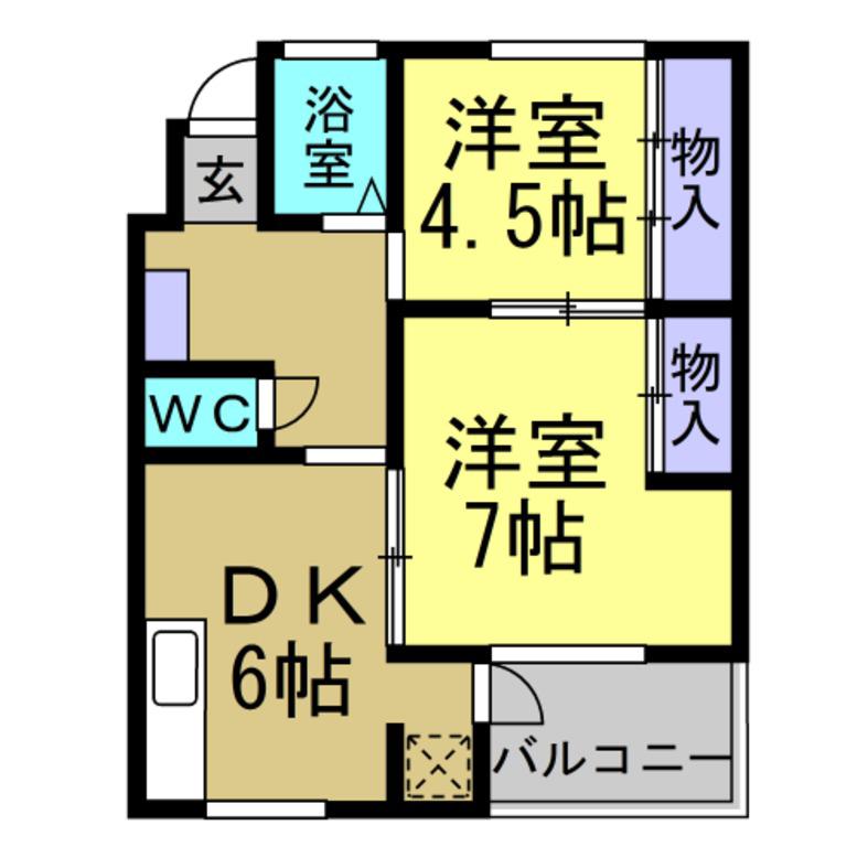 サンヒルズ富士(2DK/4階)の間取り写真